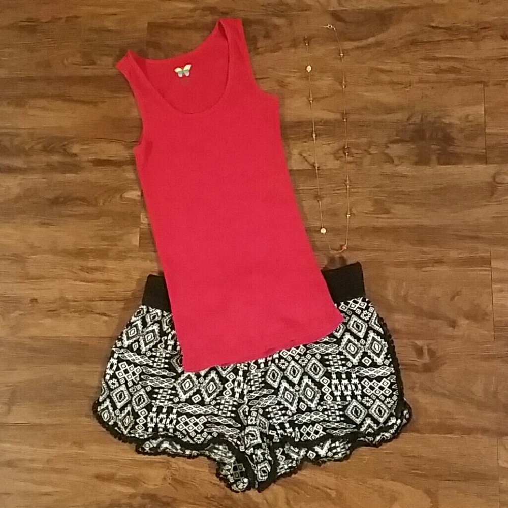 Red Ribbed Tank Top